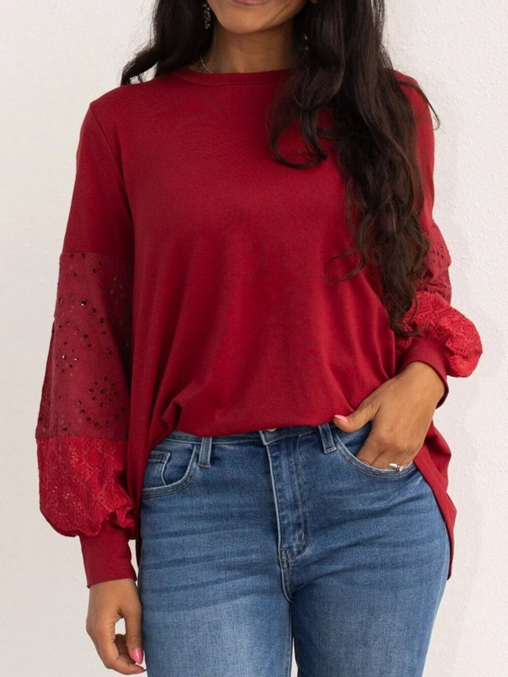 Rare Beauty Long Sleeve Top - Maroon